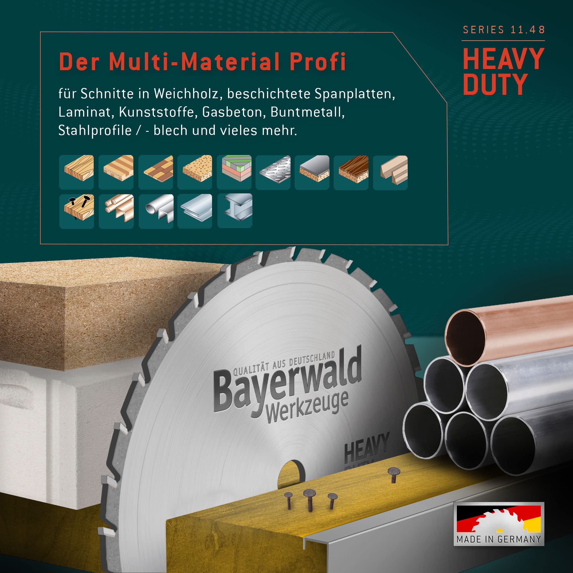 Bayerwald HM - Hoja de sierra multisierra (210 mm de diámetro x 2 mm x 30 mm, diente alterno con chaflán intercambiable (48 dientes), hoja de sierra universal, adecuada para diversos materiales