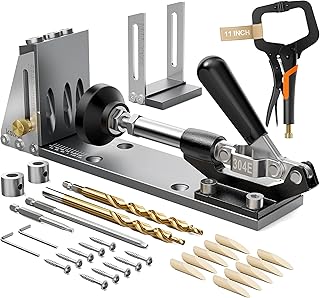 Kolvoii Pocket Hole Jig Kit, Efficient and Precise Jig Pocket Hole System with 11 Inch Face Clamp for Creating Strong and Hidden Wood Joints