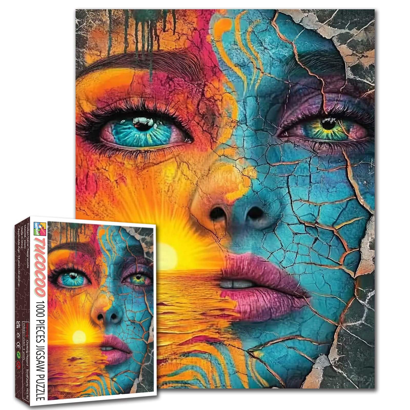 Abstract Woman Face Jigsaw Puzzles 1000 Pieces for Adults,Families(Girl,Sunset,Seascape,Eyes,Lips) Pieces Fit Together Perfectly 19.7''x27.6''inch Performance Frameable Portrait of Female Puzzle Art — image 1