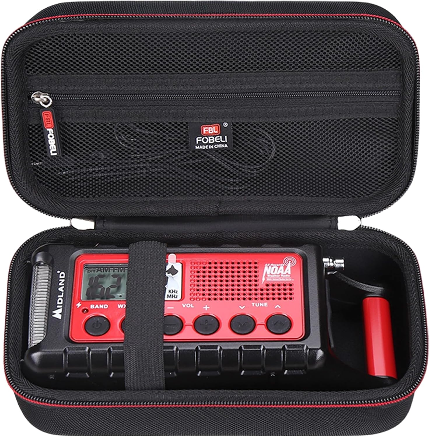FBLFOBELI Hard EVA Storage Case Compatible with Midland ER310/ER310PRO/ER210/ER300/ER50 Emergency Crank Weather AM/FM Radio, Portable Travel Container Bag (Case Only) (Red)