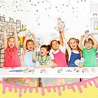 Vista 7 de Faccito 45 piezas de decoración de fiesta de helado para tablón de anuncios, Sundae cumpleaños, corte de papel, decoración de Sundae para aula