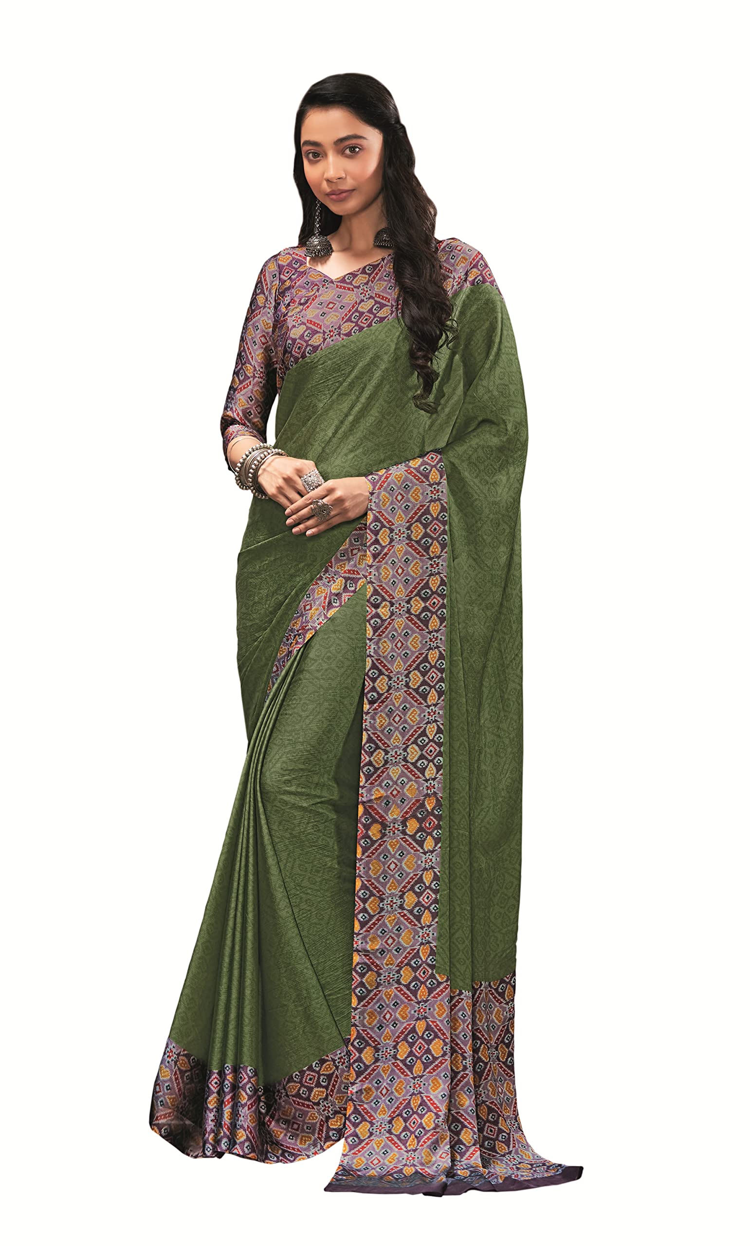 VipulLight Green Chiffon Printed Saree_48505