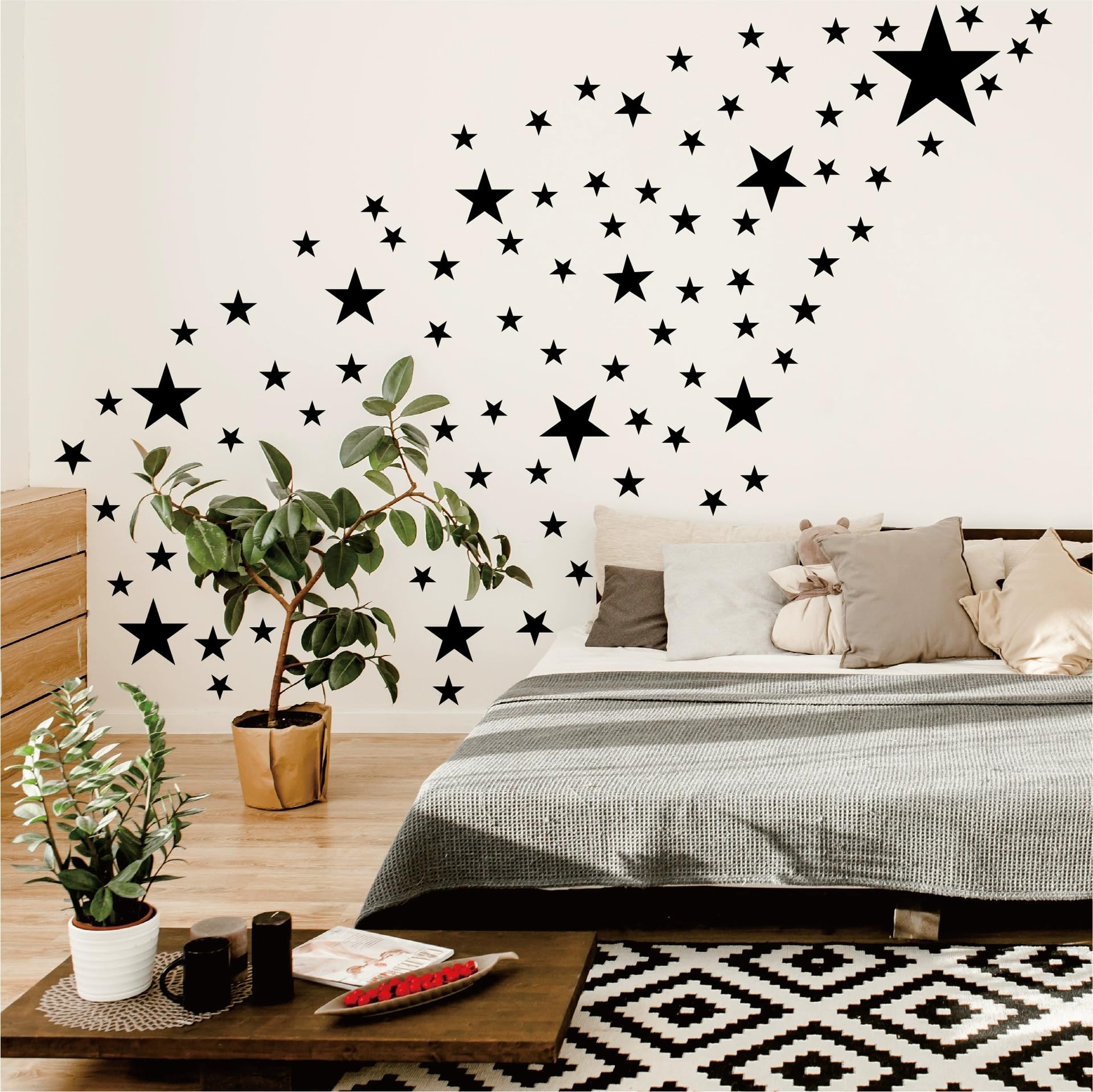 10 Sheets Black Star Wall Stickers for Bedroom Living Room Girls Room Decoration Star Wall Art Sticker for Kids Room Baby Nursery Room Wall Decals Interior Wallpaper PVC Murals - Image 4