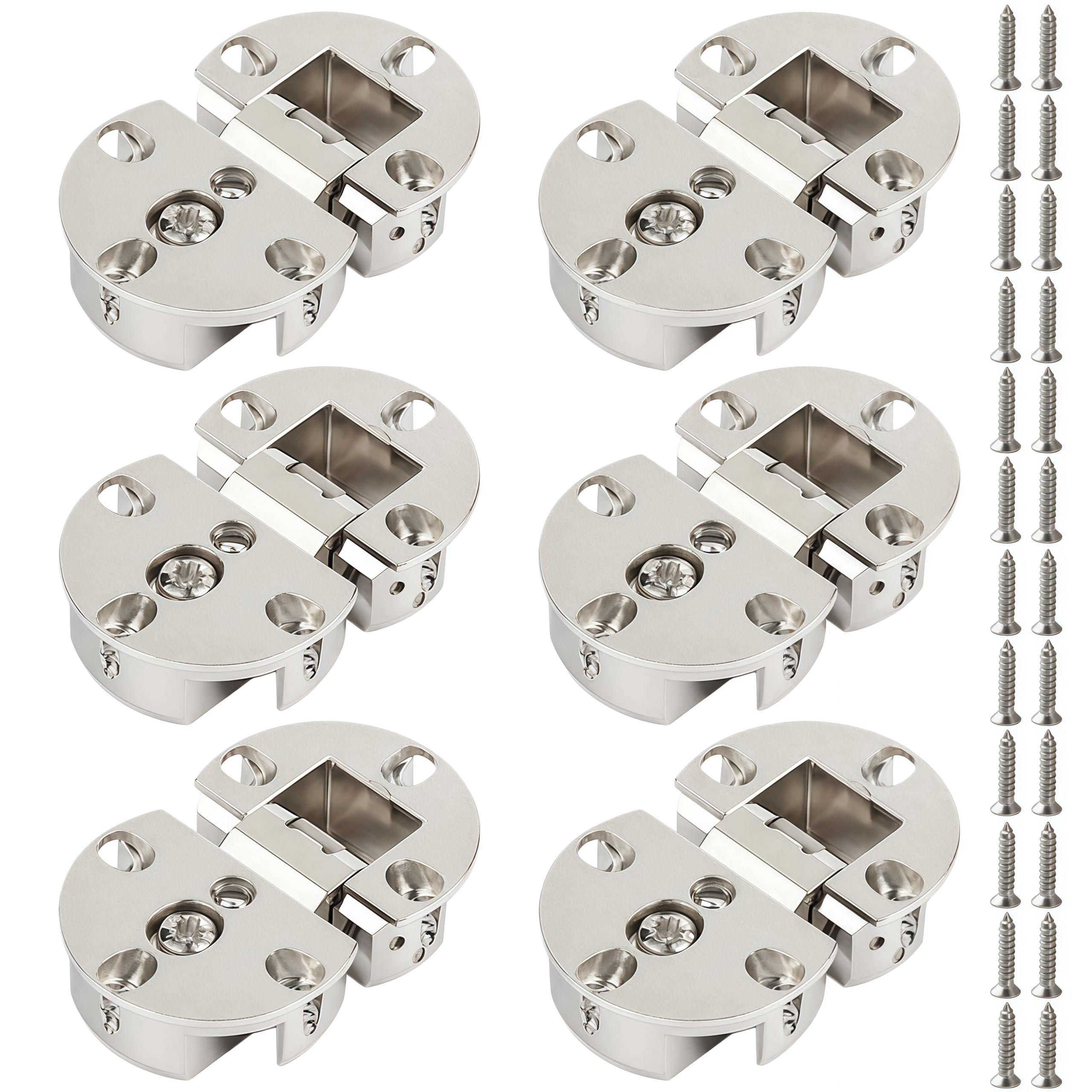 Vbnexyr Regular Hinges 6 Pack Of Alloy Semi Circular Adjustable Hinged Flaps For Folding Cabinets 2.24 Inches X 1.46 Inches