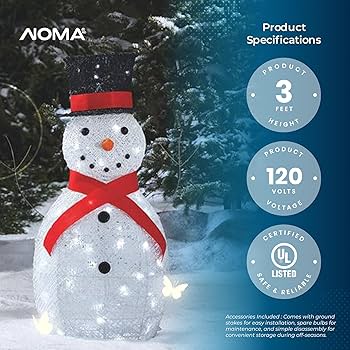 Amazon.com: NOMA Pre-Lit Metal Snowman with Top Hat