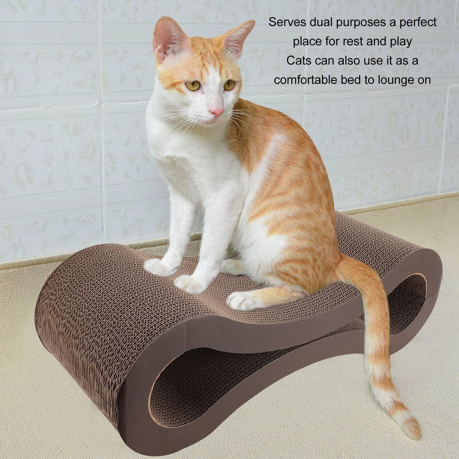 Tiragraffi per gatti Lounge Tiragraffi in cartone ondulato extra spesso per gatti Protegge i mobili Durevole Tiragraffi reversibile per animali domestici da interni (Caffè)