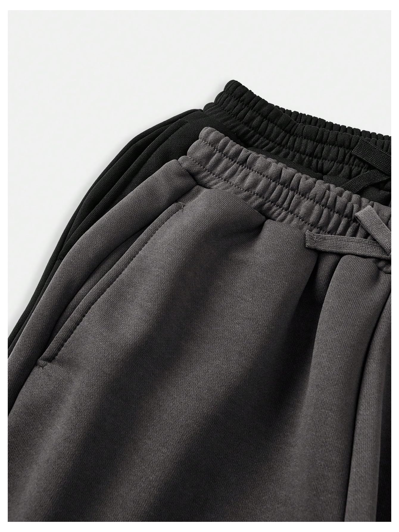RoseSeek Paquete de 2 pantalones deportivos para niña, cintura elástica, pierna recta, cintura alta, casuales, holgados