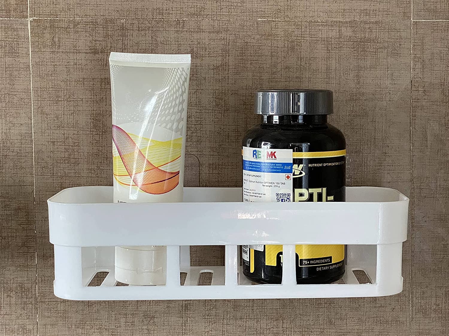 JEEJEX ABS Heavy Plastic Multipurpose Kitchen Bathroom Wall Holder Storage Rack Corner Shelf with Magic Strong Sticker Pair(Combo Shelves 2 Bathroom Shelves + 2 Corner) 2