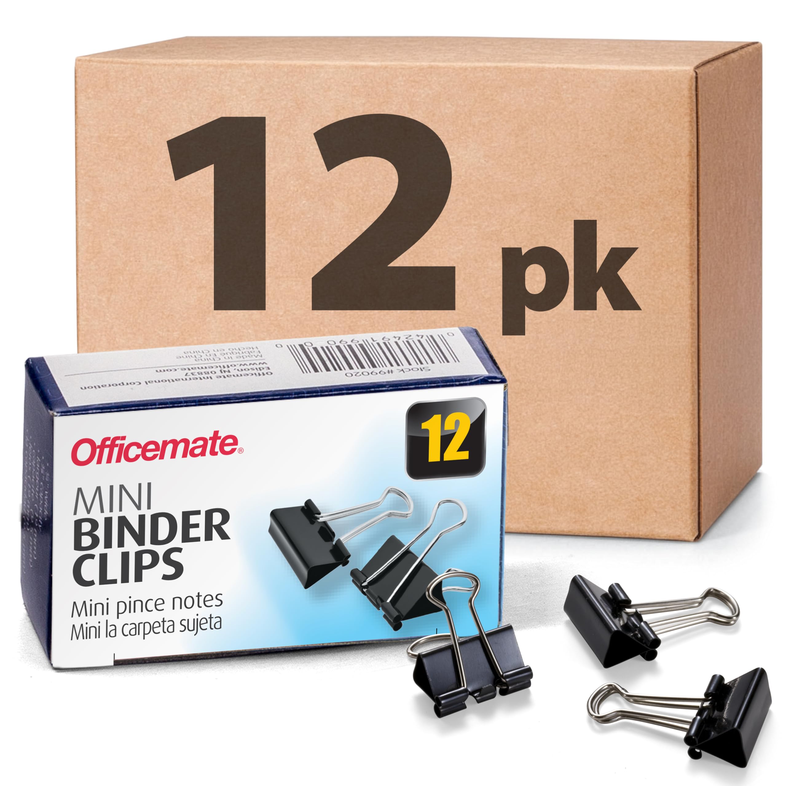 Officemate Mini Binder Clips, Black, (99010), 12 Count (Pack of 12)