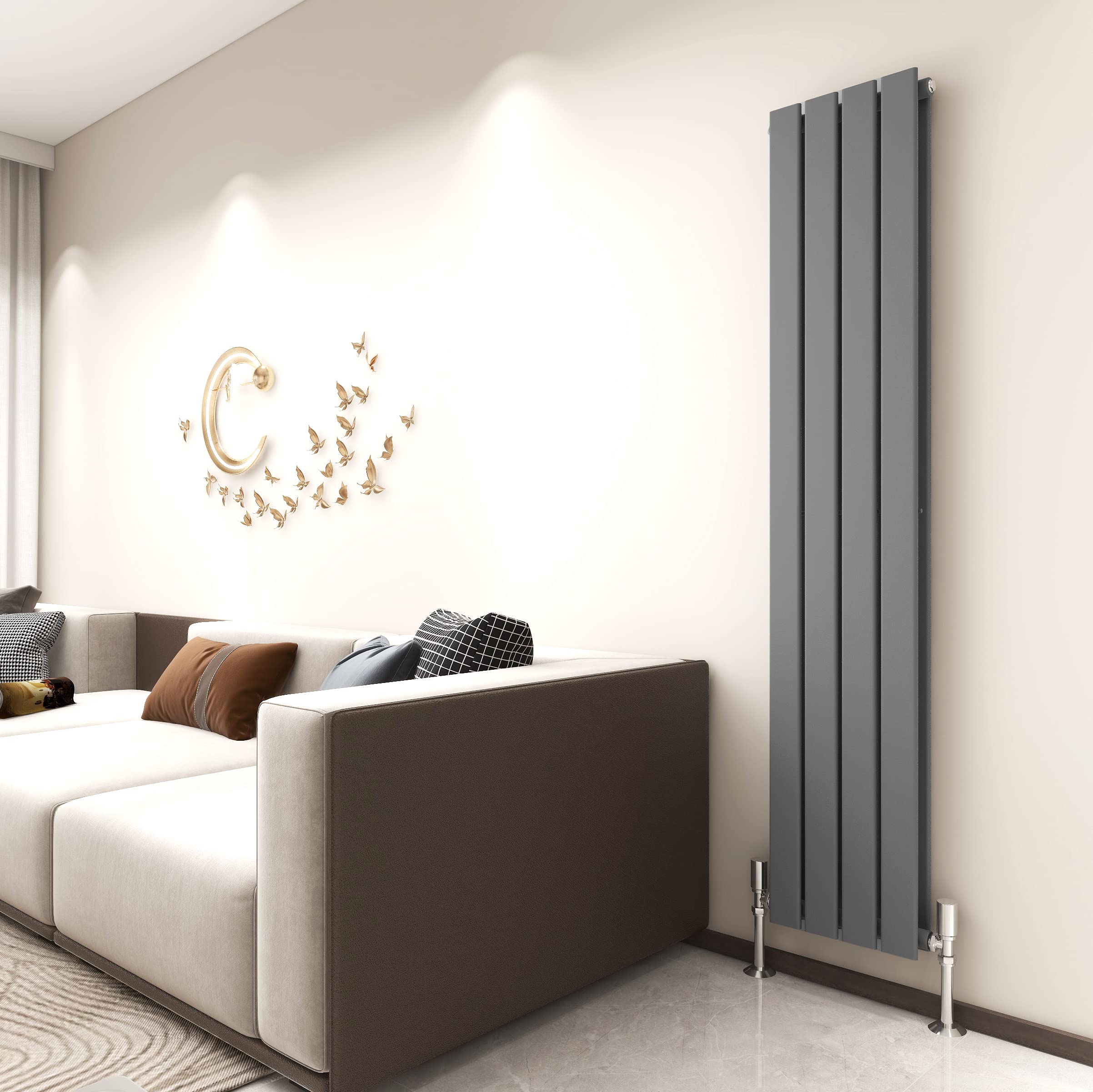 Mcc Direct Anthracite Radiator Horizontal Vertical Designer Flat Panel Central Heating Radiator 1600Mm Height (1600X272mm Double, )