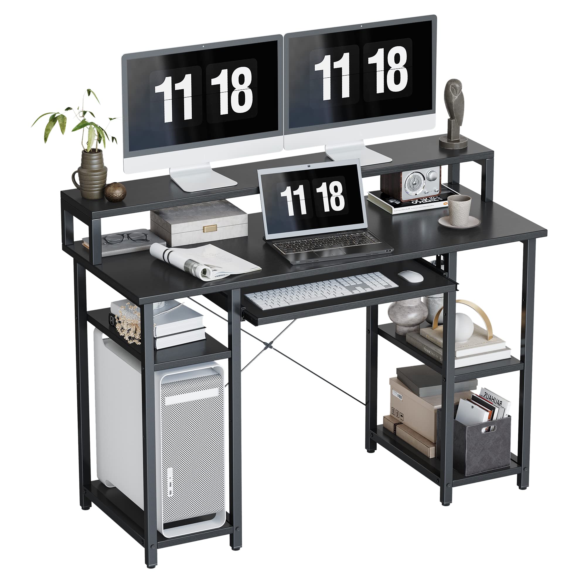 Buy CubiCubi 47 Inch Computer Desk with Storage Shelves Monitor Stand