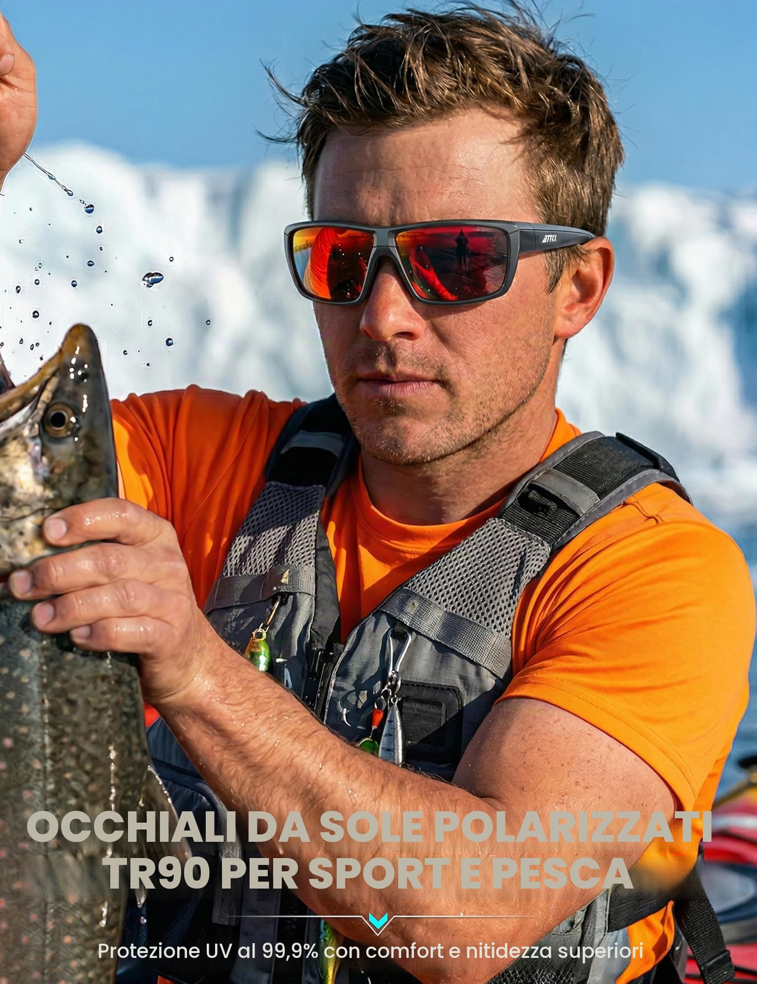 ATTCL Occhiali da sole polarizzati Wrap occhiali da sole UV occhiali sportivi TR90 montatura ultraleggera