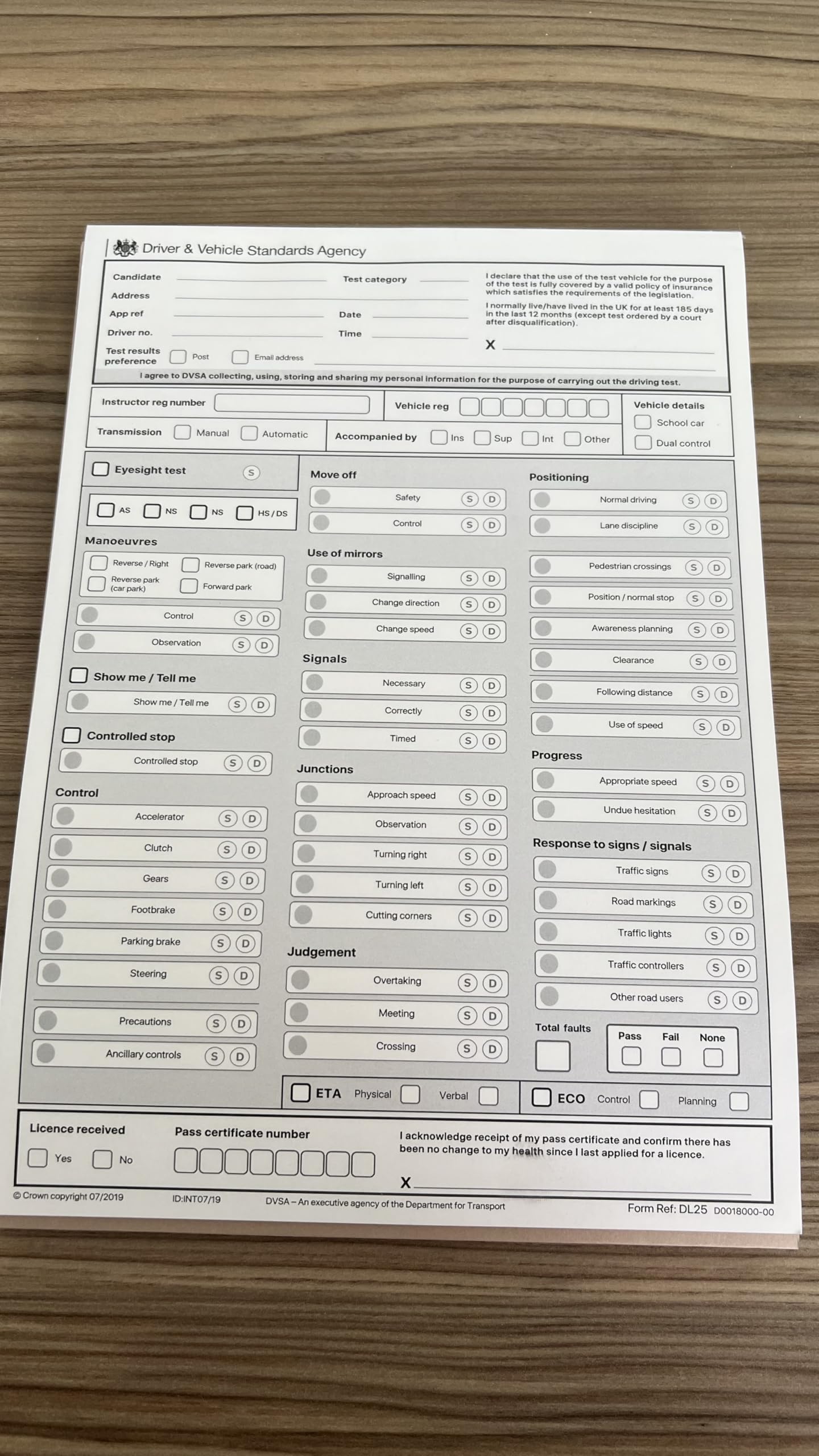 DL25 Carbon Copy Pad for Driving Instructors