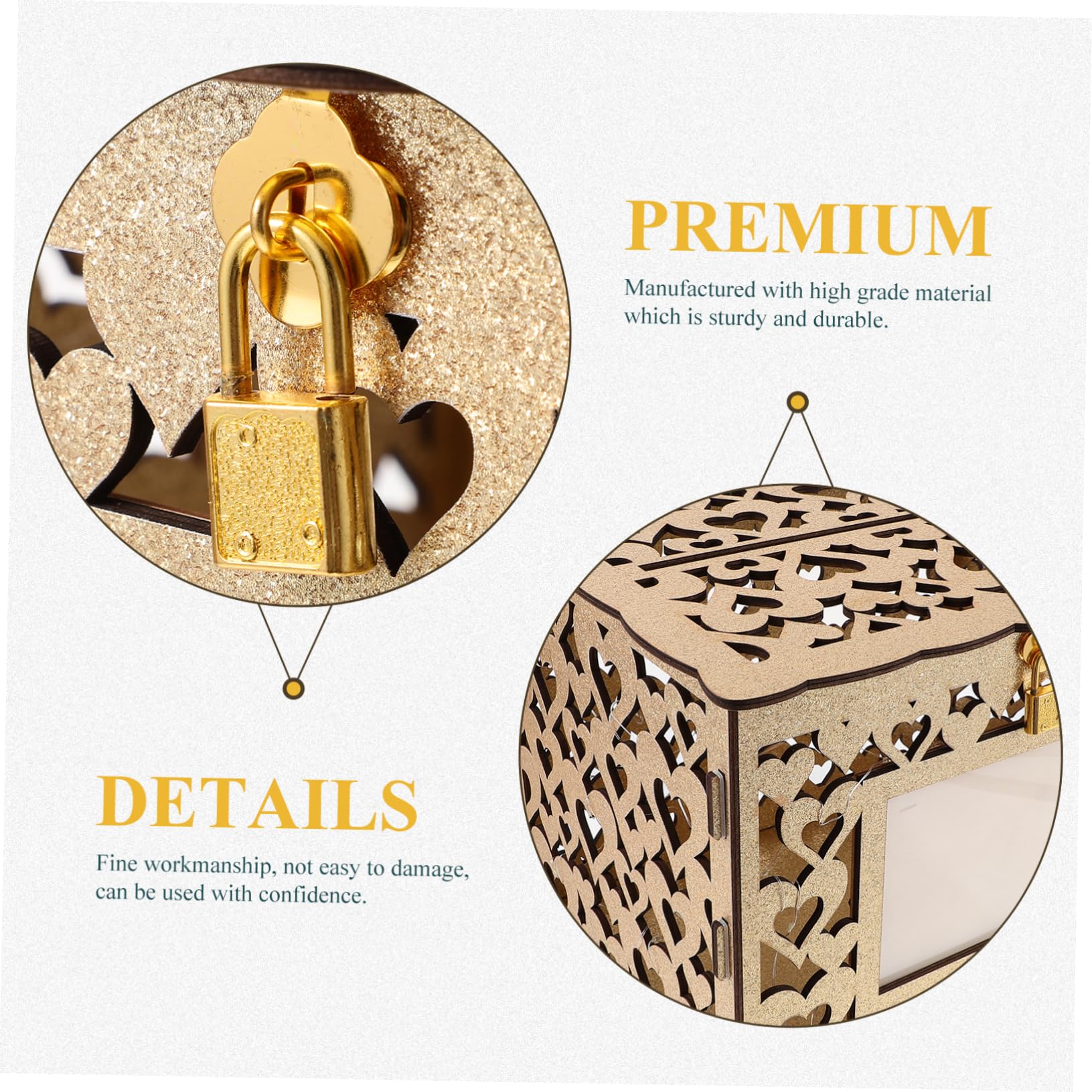 Cabilock Goldene Hochzeitskartenbox und Metall für Erinnerungen | Elegante Dekobox für Feier und Zuhause, Multifunktional, Dekorativ, zum Aufbewahren von Karten