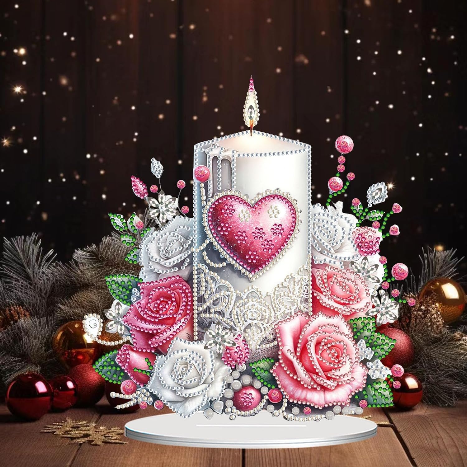 ARTopet 2Pcs DIY Diamond Christmas Desktop Ornaments Diamond Art Painting Tabletop Ornaments Single Sided Diamond by Numbers Mosaic Kits Home Room Decor-03