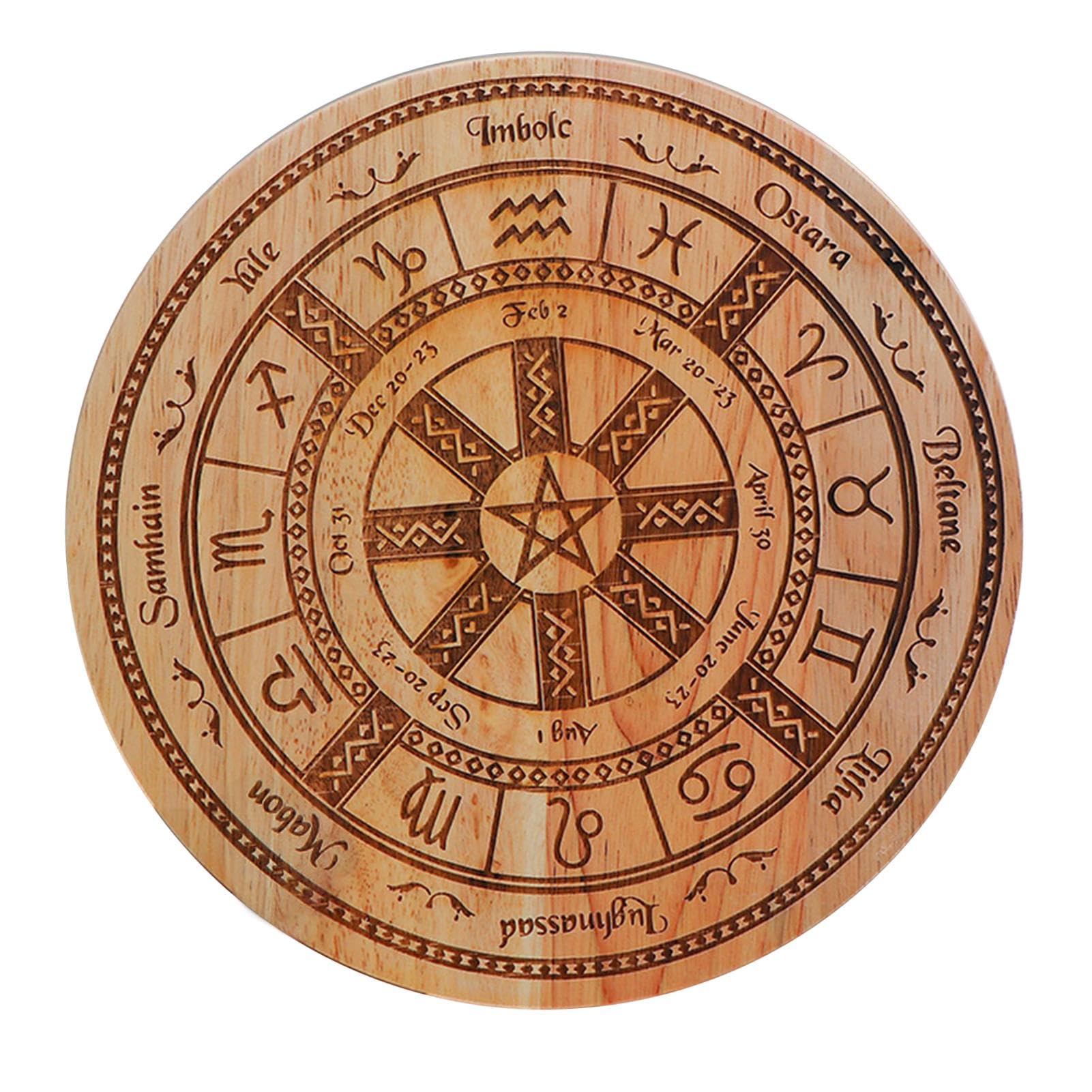 Gohemsun Wooden Pendulum, Divination Tools | Moon Phase Pendulum Board | Altar Accessories, Carved Dowsing Rod Divination Board for Divination Decoration, Ghost Altar Decoration