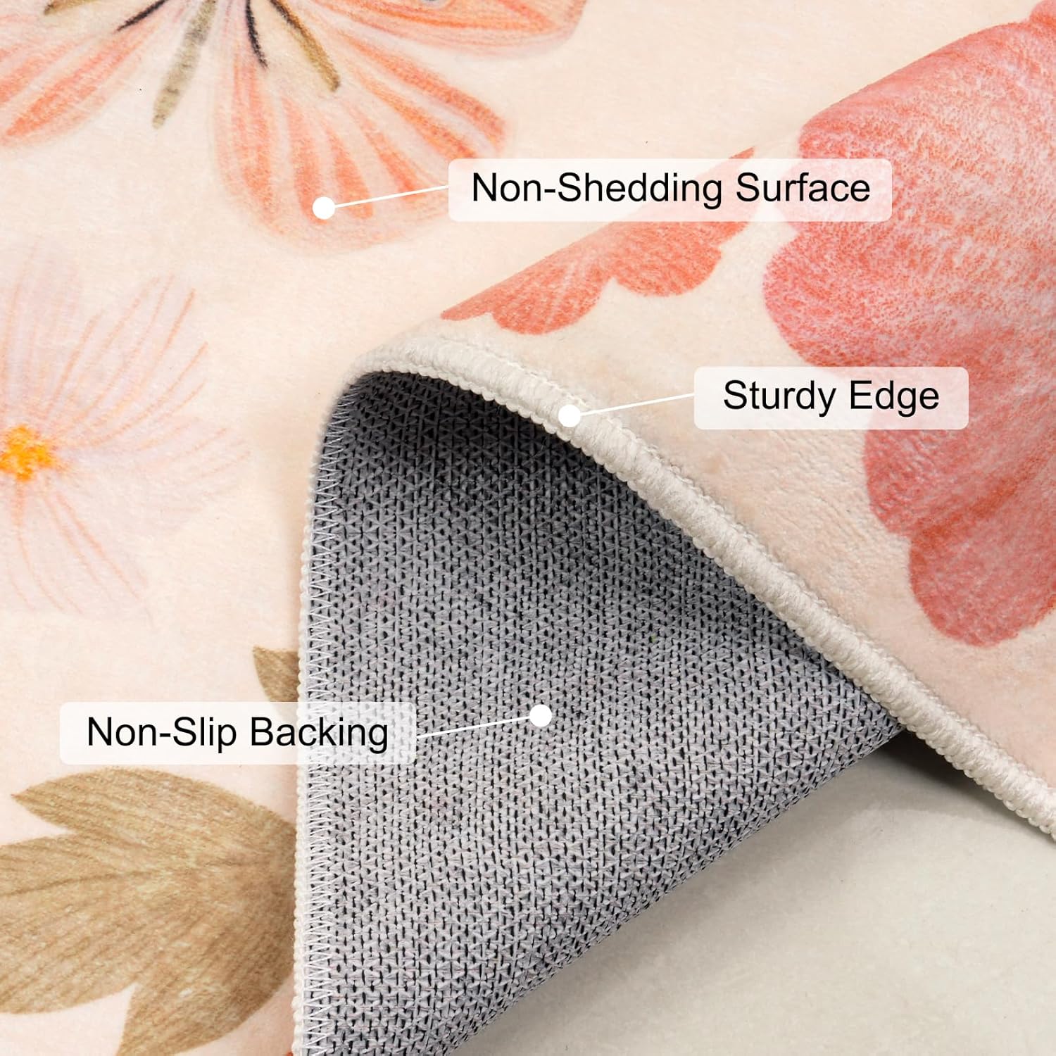 MOSISO 3x5 Area Rug for Living Room, Soft Non-Slip Indoor Floor Low Pile Carpet, Faux Wool Rectangular Large Butterfly Flowers Washable Area Rugs for Home Bedside Bedroom Dining Room, Apricot