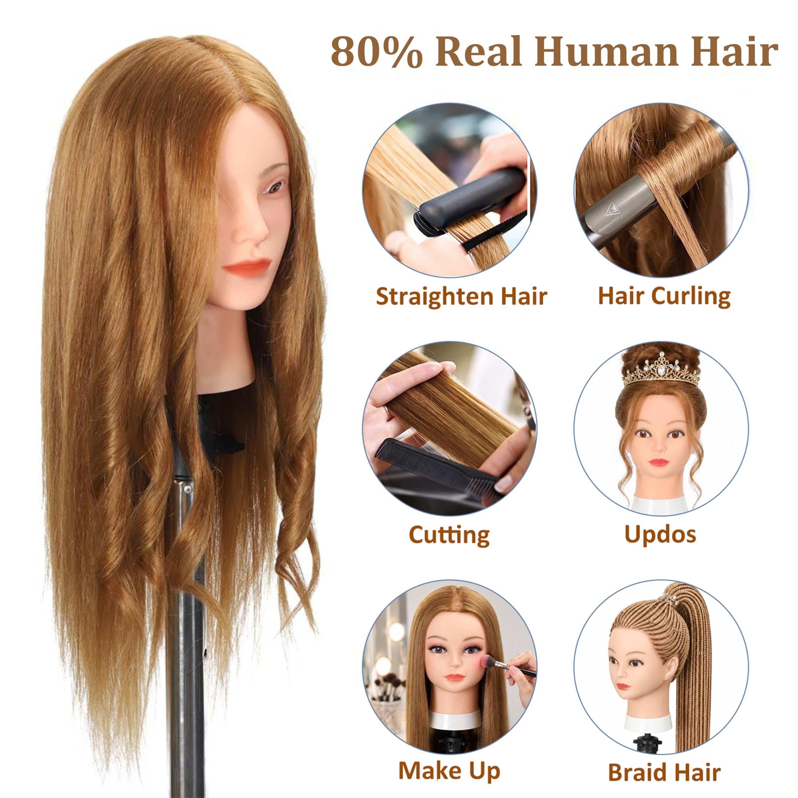 Realistic Hair Mannequin Head for Hairdressing -3