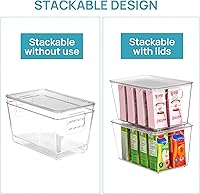 Vista 3 de Vtopmart - 6 unidades de contenedores de almacenamiento apilables transparentes con tapas, contenedores de plástico medianos con asa