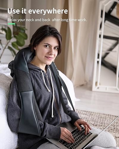 Miniatura 6 de Masajeador de espalda, cuello y hombros con calor, almohada de amasamiento 3D de tejido profundo, masajeador eléctrico de cuerpo completo para