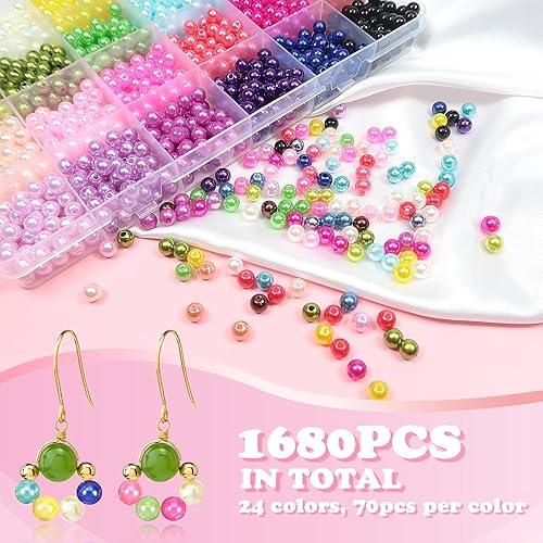 Miniatura 3 de TOAOB - 500 cuentas de perlas de vidrio multicolor de 0236in redondas hechas a mano sueltas suministros para hacer joyas collares pulseras y