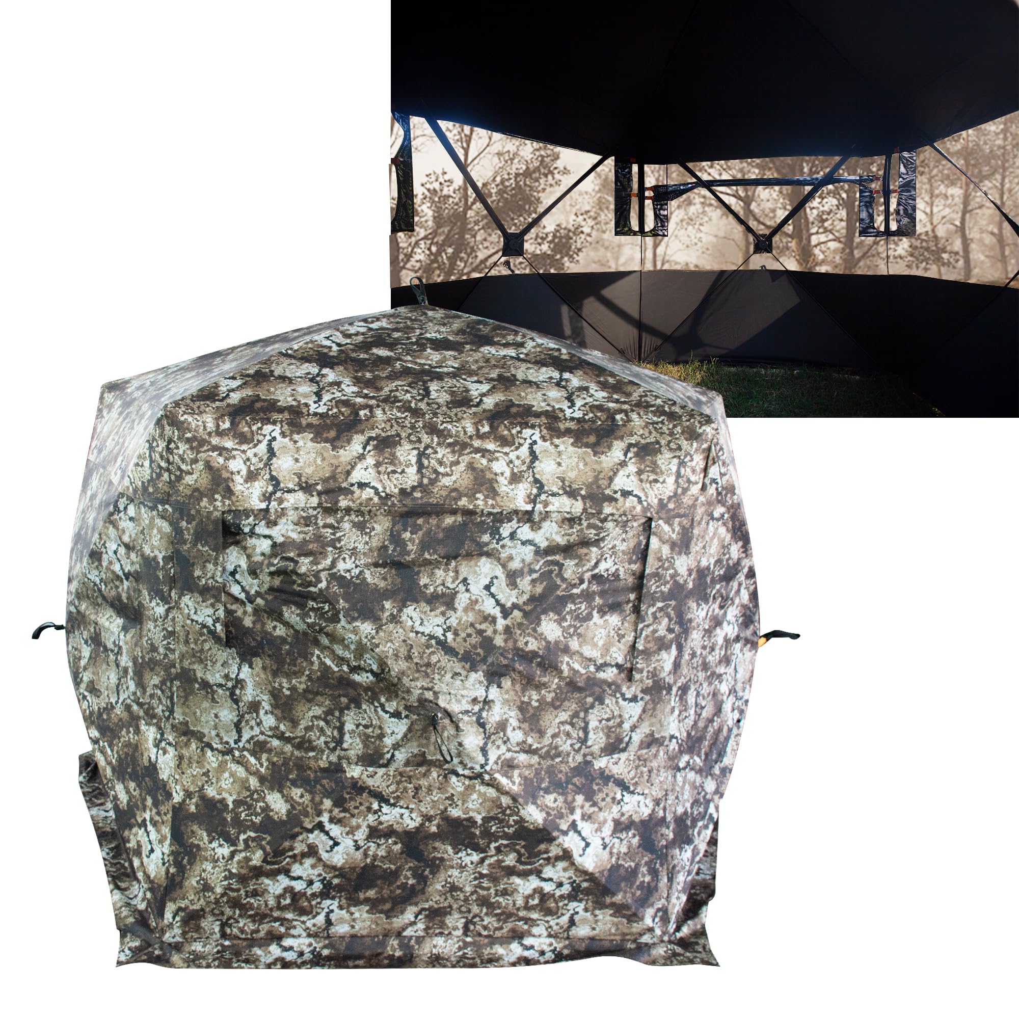 THUNDERBAY Gobbler Lodge 5-Sided Hunting Blind, 4-5 Person 288 Degree See Through Ground Blind for Deer & Turkey Hunting