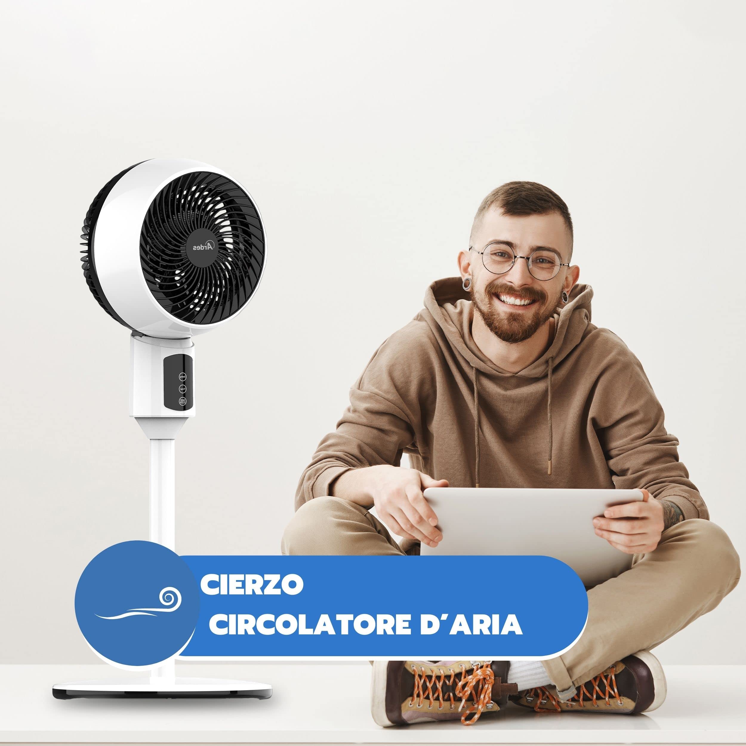 ARDES Ventilador de Pedestal Potente Silencioso 3 aspas 17cm Oscilatorio con Inclinación Regulable Circulador de Aire Ardes 3 Velocidades Modelo Cierzo AR5CIR01