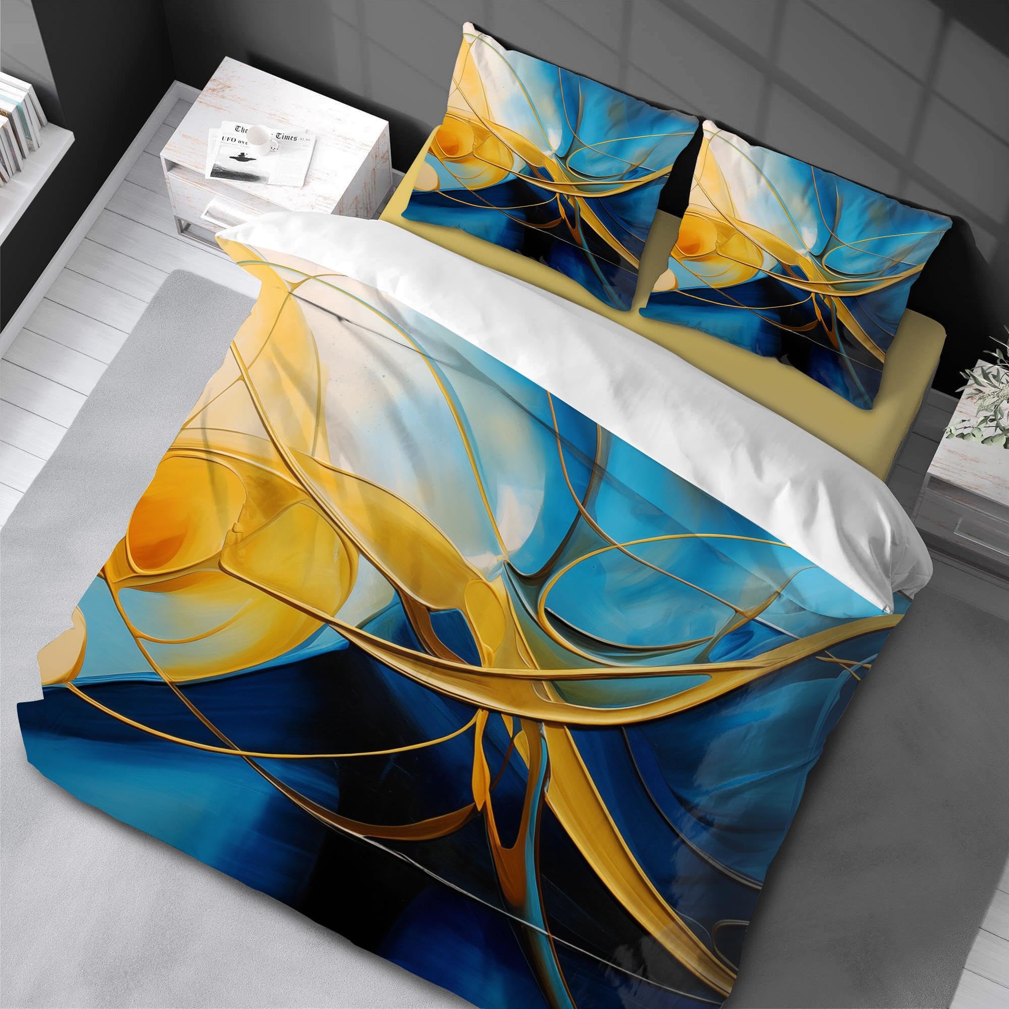 Parure de lit douce et légère au motif art abstrait moderne pour chambre d'ado