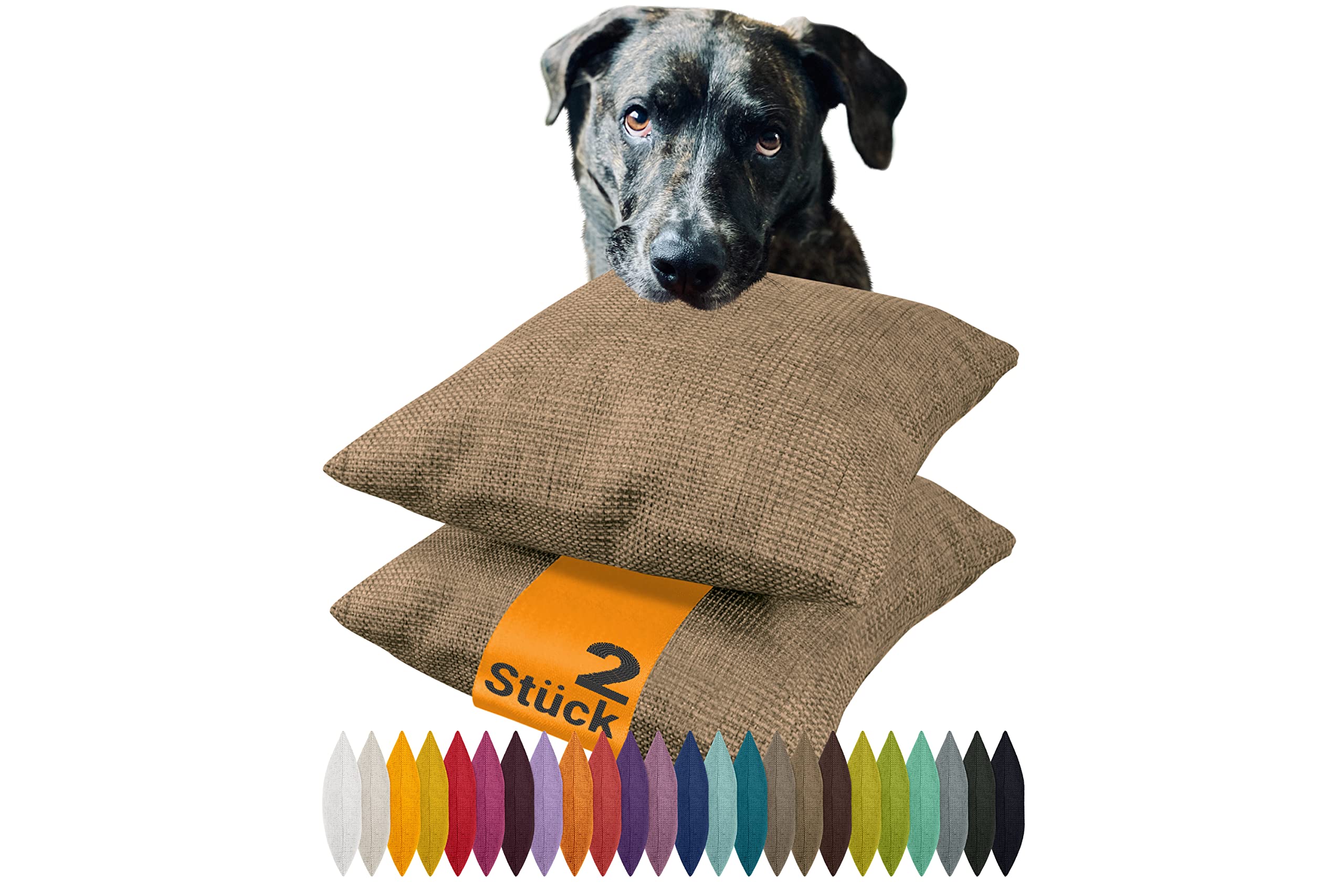 npluseins 2er Pack Kissenhüllen mit Struktur-Muster - Polsteroptik 617.767, 1 Pack (2 Stück) - Kissenhüllen 40 x 40 cm, Nougat meliert