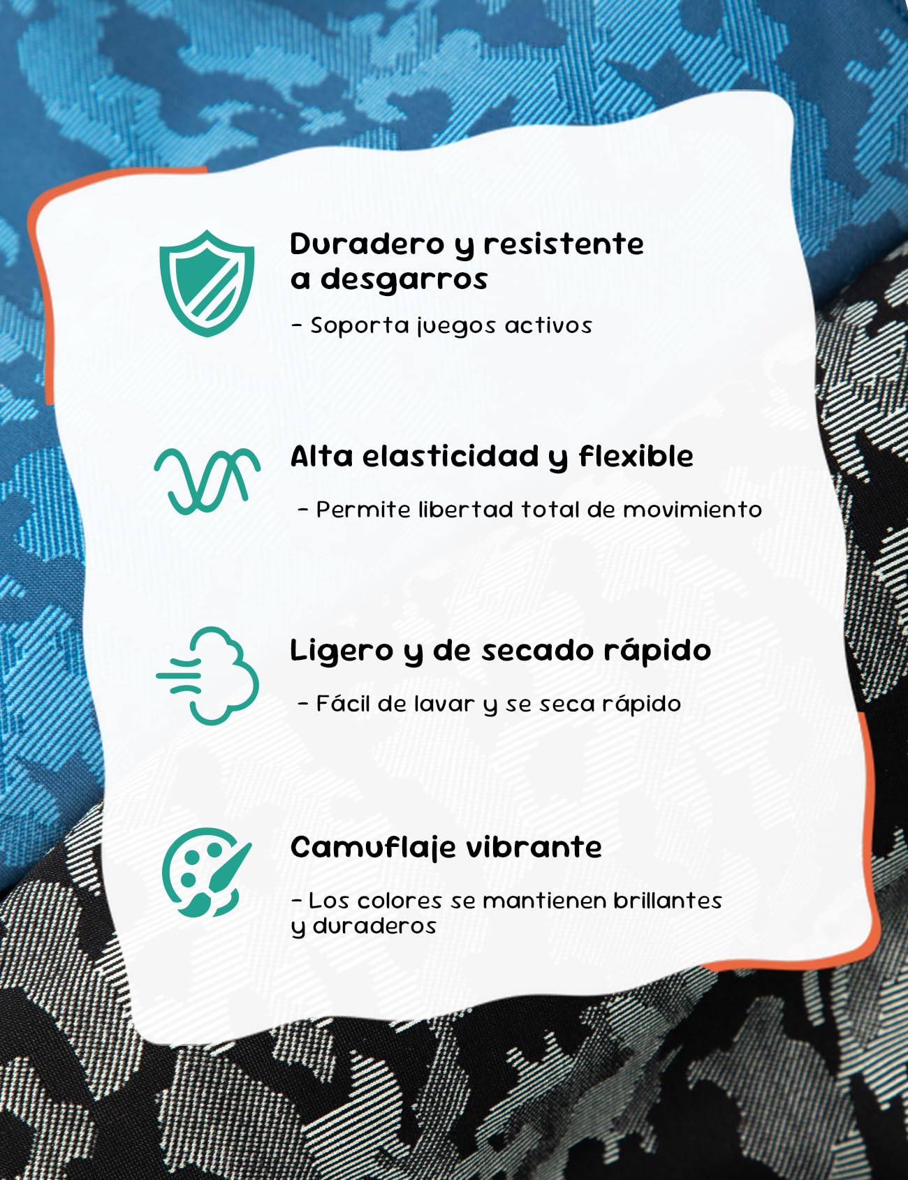 Carer Pack de 2 Calzoncillos de Incontinencia para Niños Boxer para Incontinencia Leve 40 ml Capacidad de Absorción Camuflaje Transpirable Ligero Suave Reutilizable Negro y Azul Oscuro