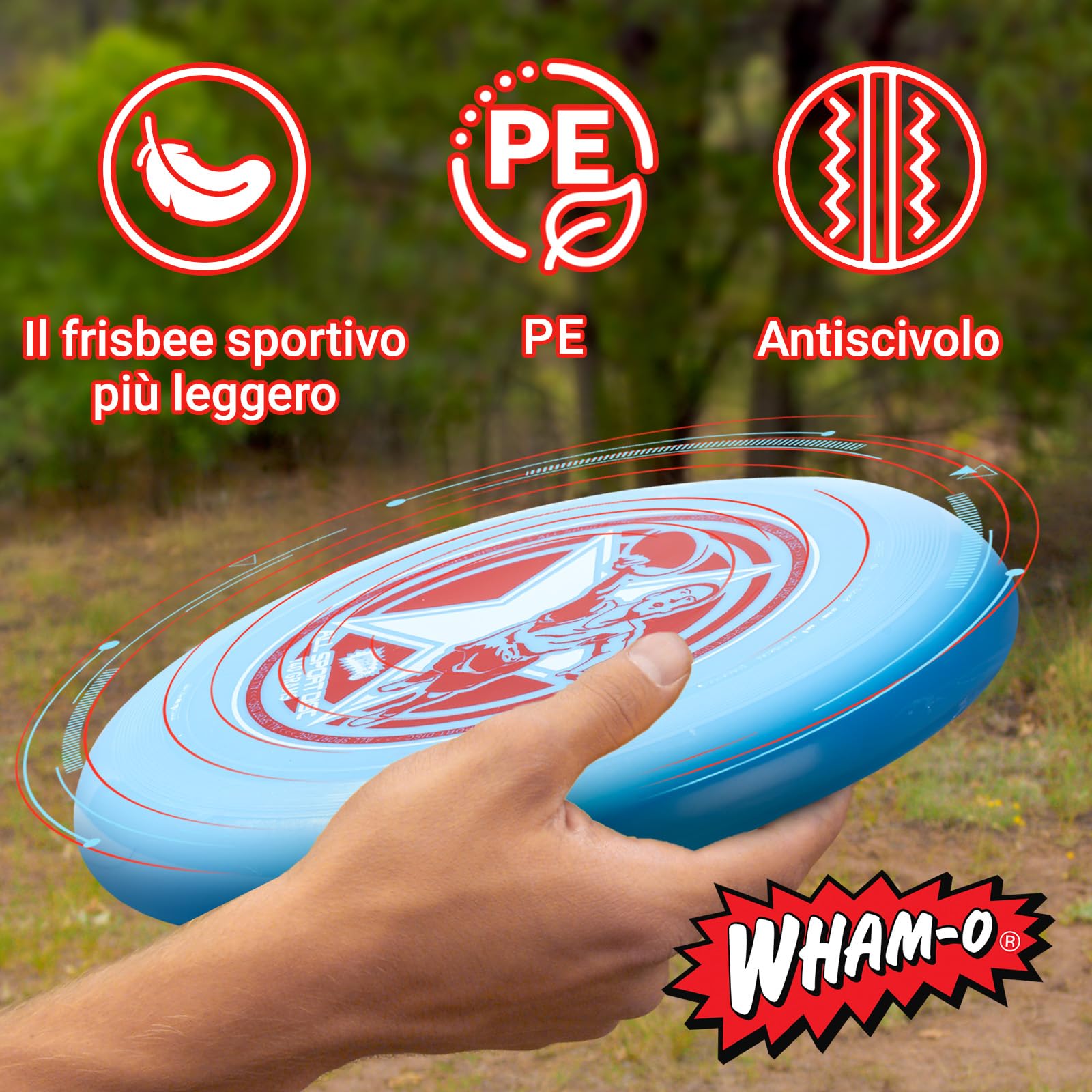 Wham-O Frisbee All Sport Disc 140g 25.02cm Impugnatura Resistente Antiscivolo per Giochi all'Aperto