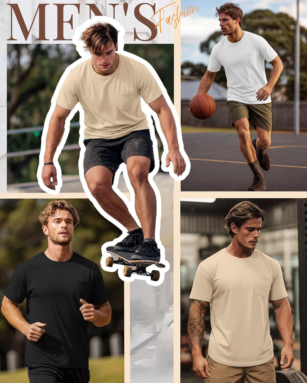 Ficerd 3 Pack Men's Big and Tall T-Shirt, Short Sleeve Pocket Basic Tee Crew Neck Lightweight Tops Solid Loose Fit Shirts - Image 2