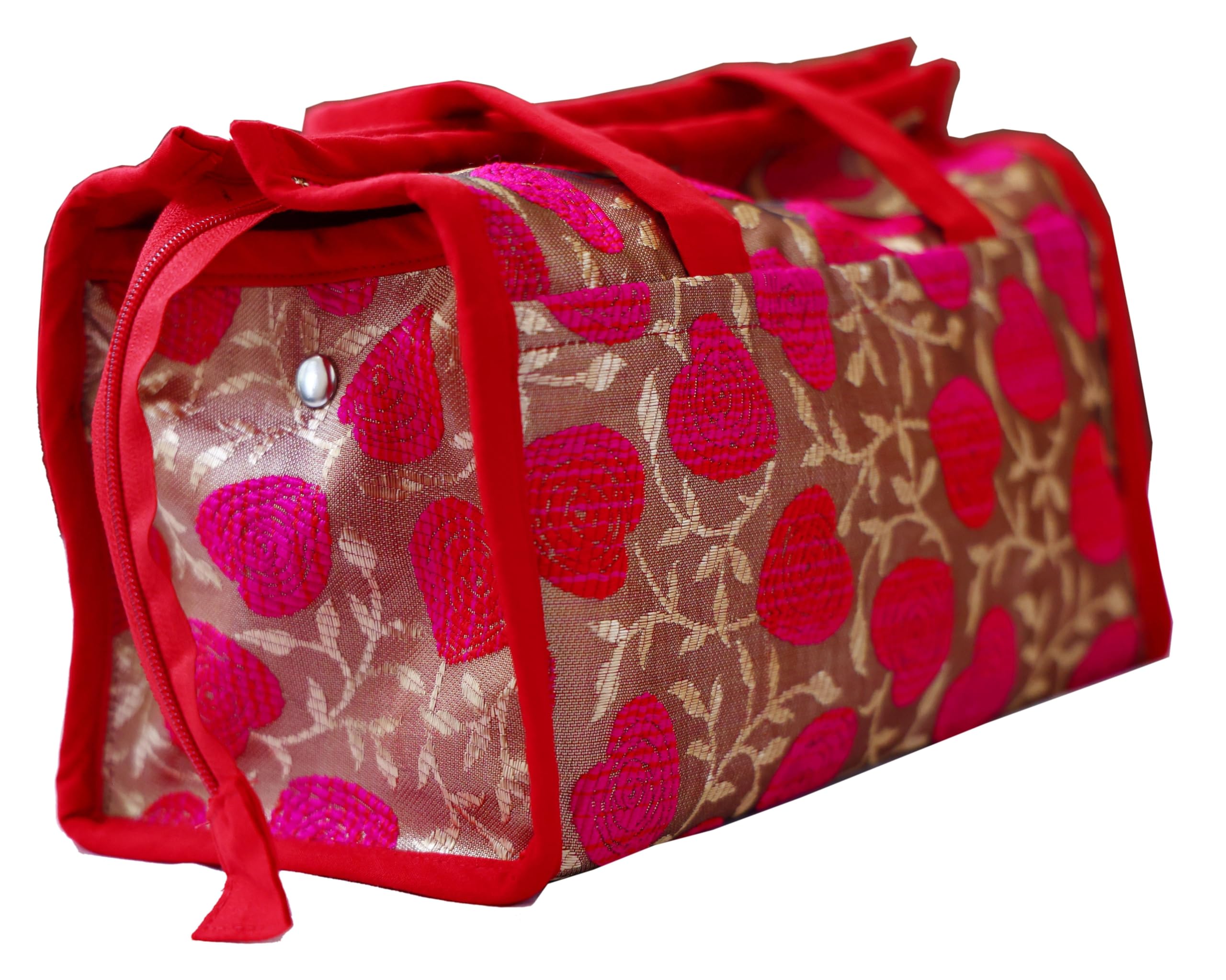 Fashion Cotton Accessories Bag for Women | Cosmetics Organizer Bag for Women | Size 6x6x11.5 Inches | Hand Bag for Gifts | Travel Kit and Organizer (Red)-image-13