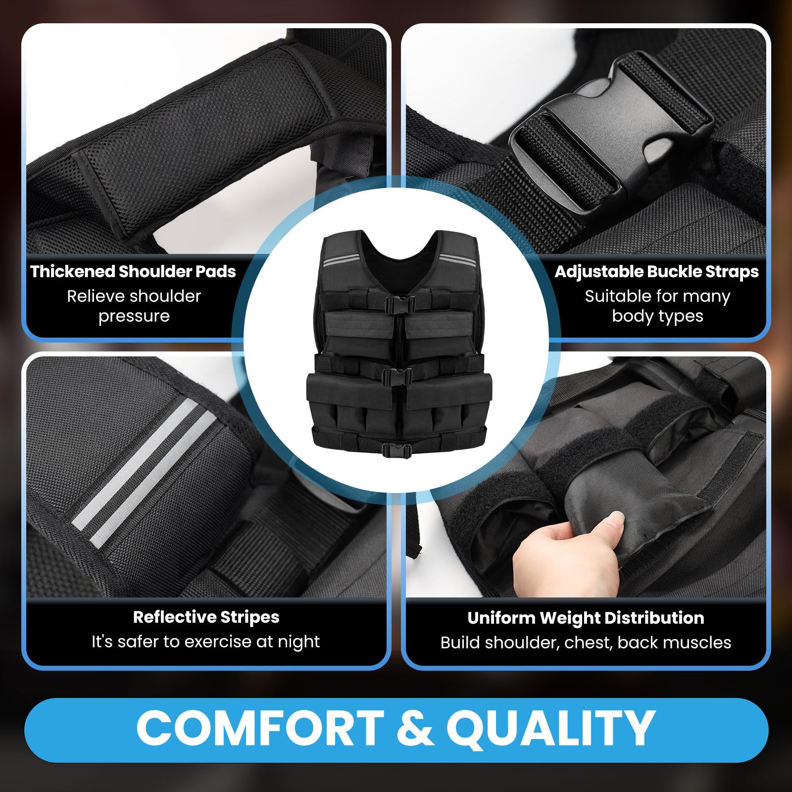 DMDG Adjustable Weighted Vest Men 30LB,Weight Vest For Walking Rucking Running,Men'S Weighted Workout Vest With Adjustable Sandbag, Weighted Vest For All Body Types,Even Weight Distribution(20LB-30LB)