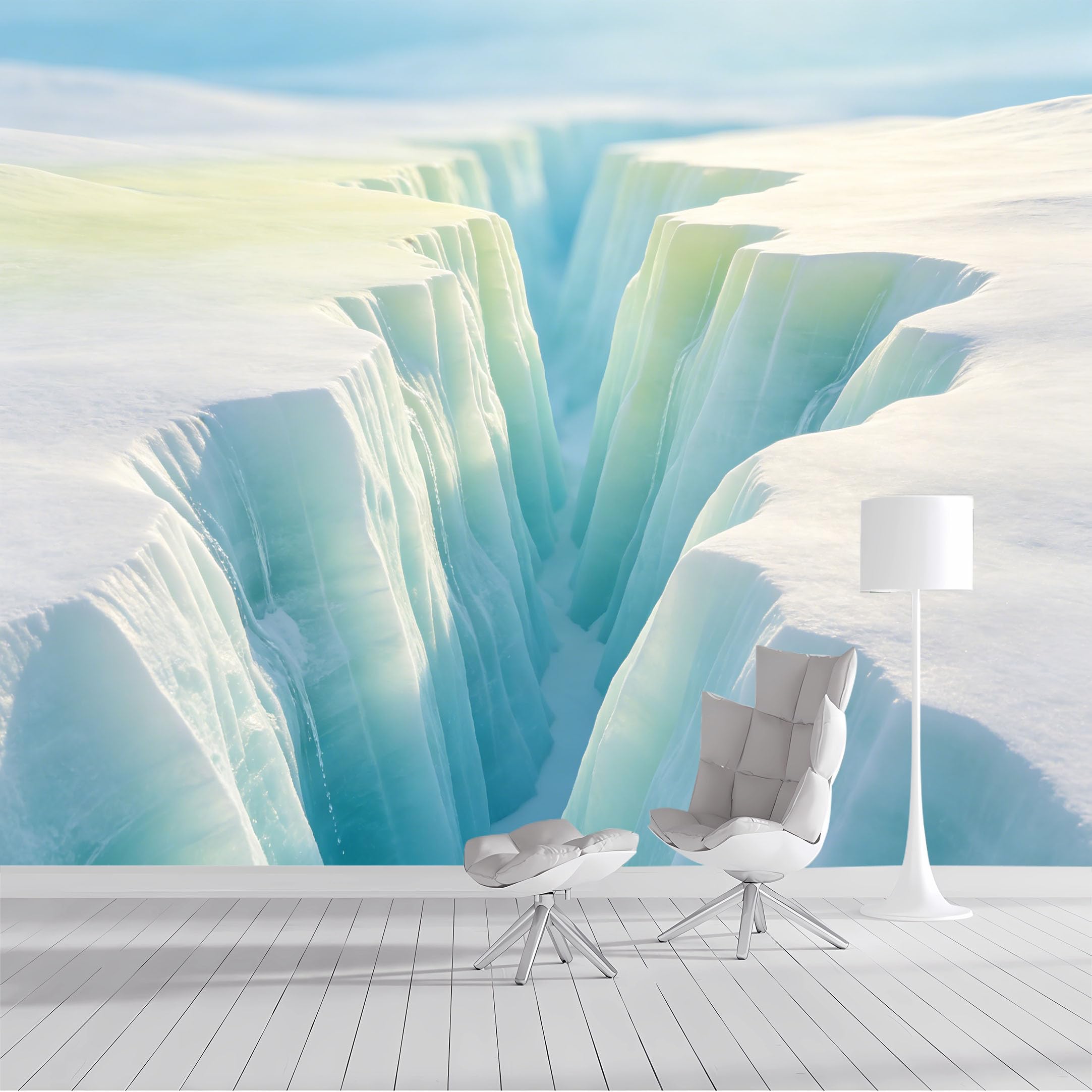 Custom Size Wall Mural Arctic Crevasse Iceberg Frozen Winter Landscape Oil Painting SelfAdhesive Wall Fabric Removable Peel and Stick Wallpaper Wall Decor for Living Room Bedroom Bathroom