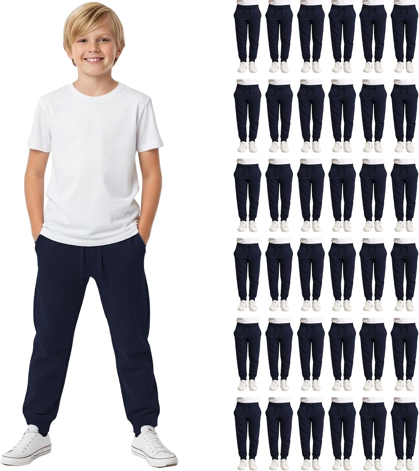 Yacht & Smith 36 Pack of Wholesale Childrens Unisex Jogger Bulk Sweatpants, Comfy Lounge Joggers for Kids
