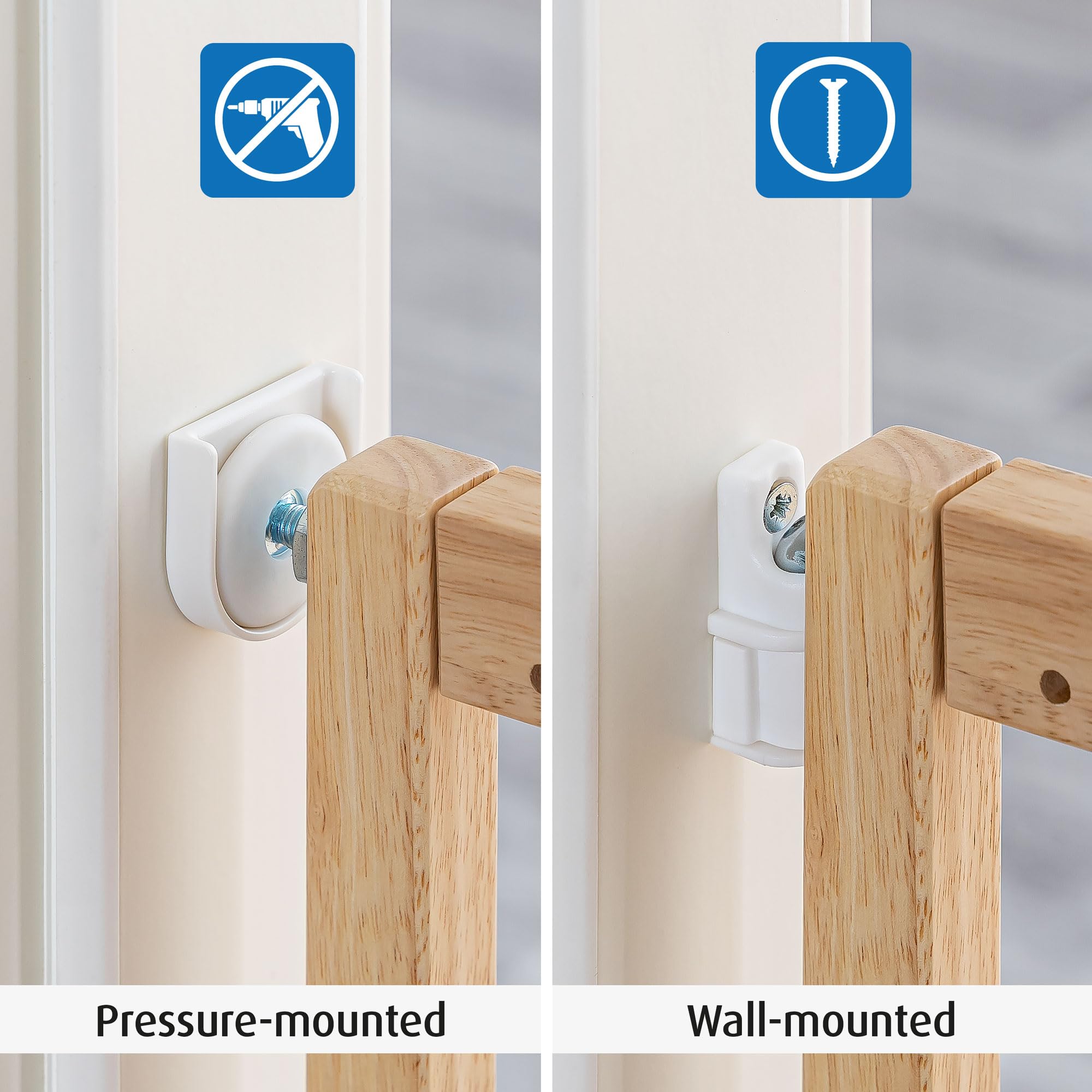 reer Türgitter und Treppenschutzgitter, Baukasten zum Selbstbauen, zum Klemmen oder Schrauben, ausziehbar 63-106 cm, Natur