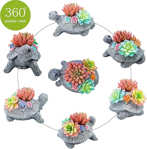 Miniatura 3 de Macetas, lindas macetas de tortuga para plantas de interior y exterior con agujero de drenaje, maceta de tortuga para pequeñas plantas pequeñas,