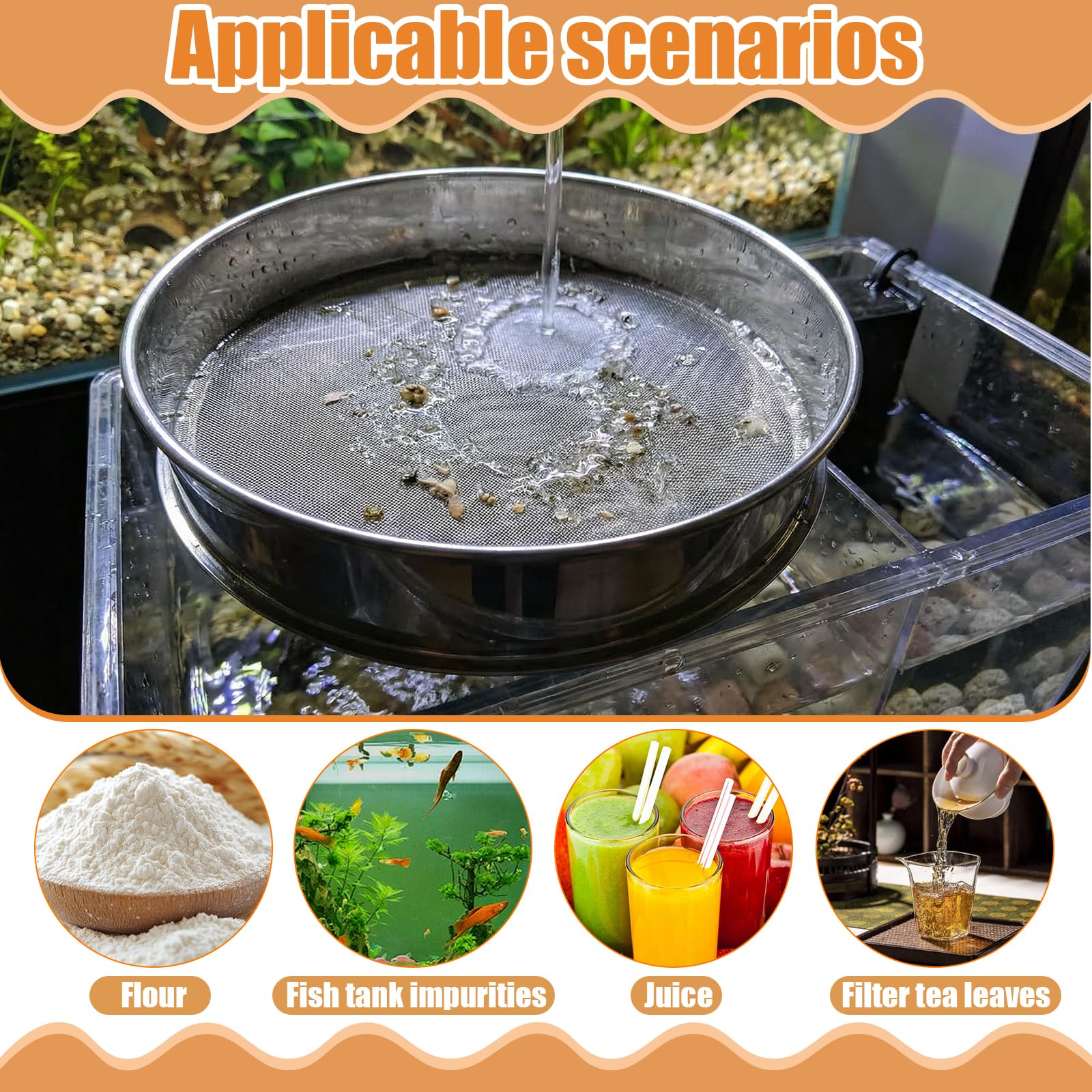 30 CM 150 Mesh Setaccio Farina Passino Acciaio Inox Setaccio da Cucina Strainer Riutilizzabile per Zucchero Scolare Colino Riso Cereali Frutta Verdura Pasta Farina Spezie Verdure