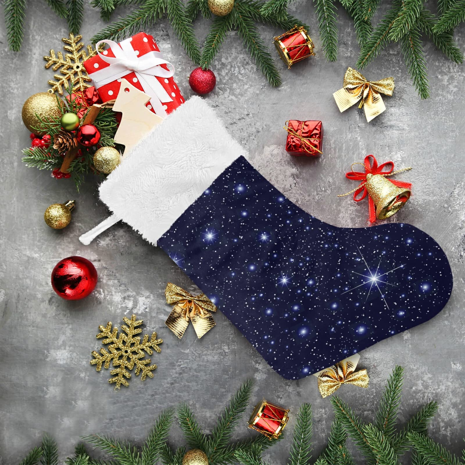 Art Galaxy Weihnachtsstrümpfe, weiß, Plüsch, Stulpe, Geschenk, Halter für Party, Urlaub, Dekoration, Ornamente (45,7 cm, 1 Stück)