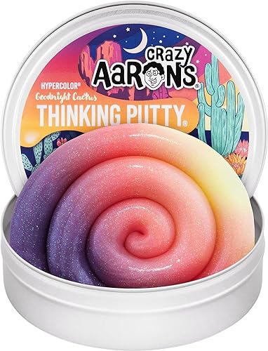 Crazy Aaron's Goodnight Cactus Hypercolor Thinking Putty - Masilla de pensamiento de lata de 4 pulgadas - Masilla sensorial no tóxica - Nunca se