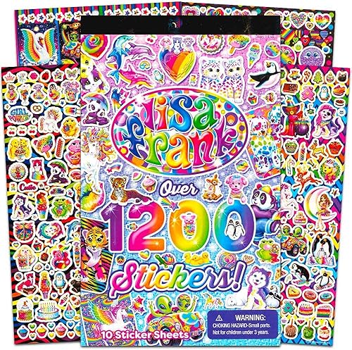 Miniatura 2 de Lisa Frank 1200 calcomanías para tablet, libro de 10 páginas de calcomanías coleccionables, manualidades, álbumes de recortes