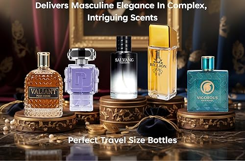 Miniatura 6 de Signature Scent - Juego de mini fragancias de 5 piezas para hombre, incluye Salvang, 1 billon, Vigorous, Valiant & Robot Collection de fragancias