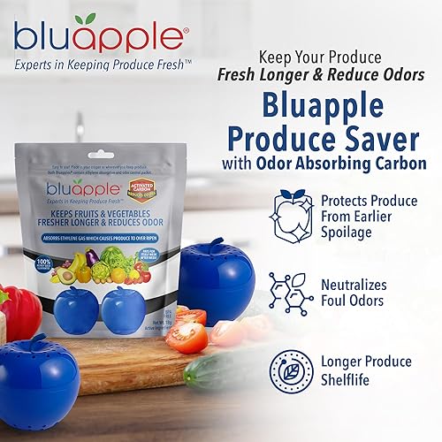 Miniatura 2 de Bluapple - Preservador de frescura con carbono, prolonga la vida de frutas y verduras al absorber el gas de etileno, mantiene los comestibles más