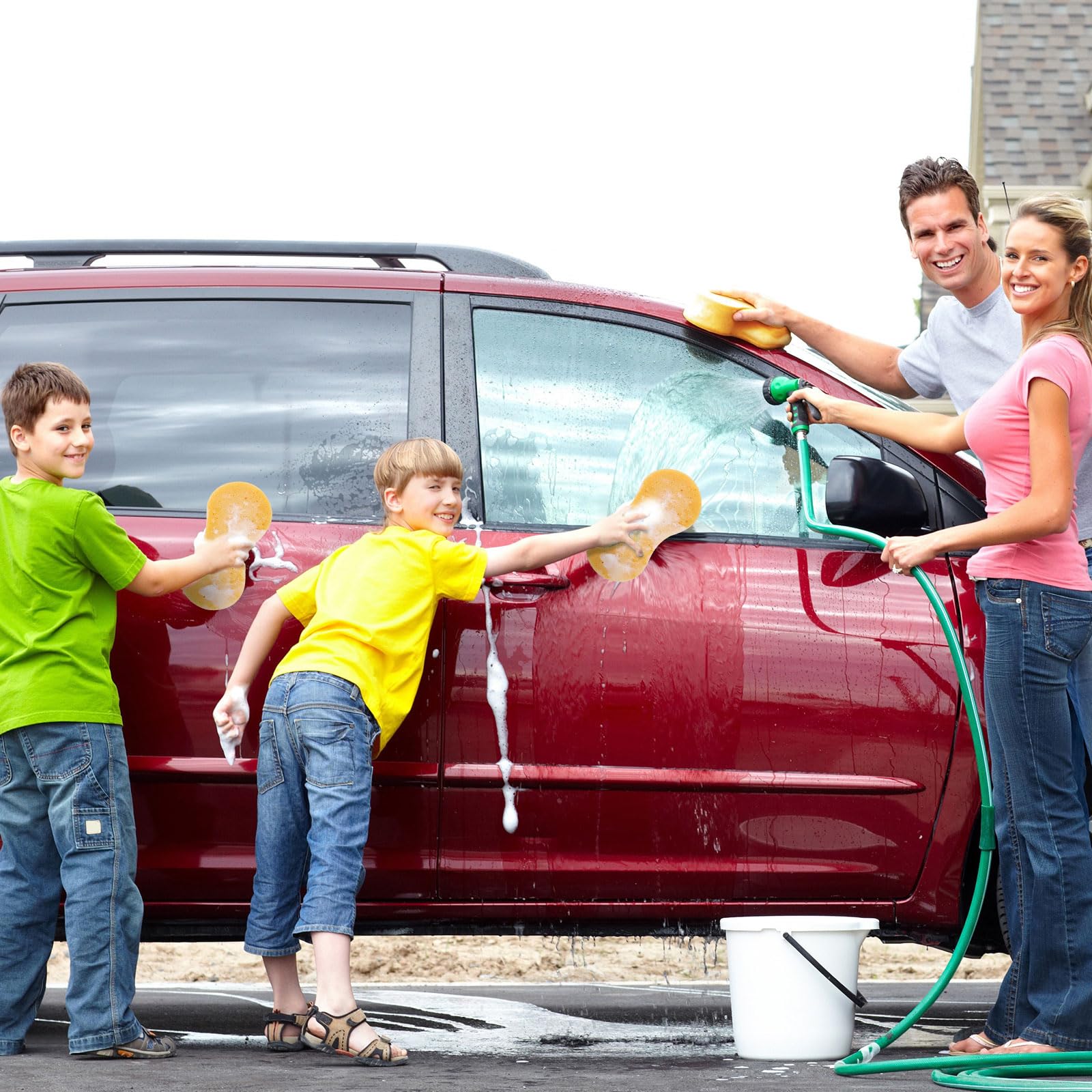Vesici Confezione da 24 spugne grandi per il lavaggio dell'auto, giganti, per la pulizia dell'auto, per auto, barca, kayak, cucina, con imballaggio singolo sottovuoto (giallo terroso)