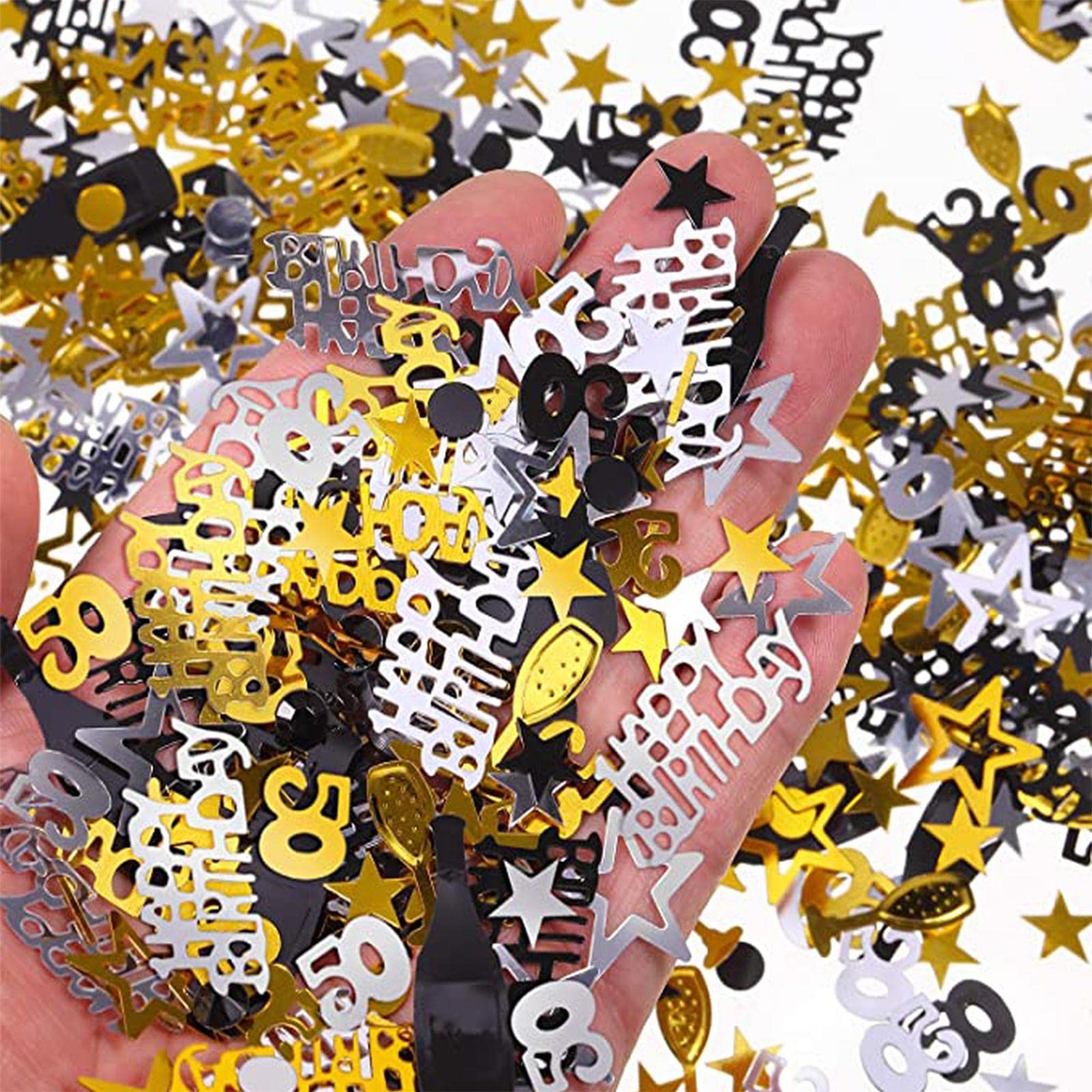 2 Paquetes Confeti Cumpleaños 50 años Confeti Fiesta Mesa Número 50 Mensaje PVC Metalizado con Formas de Estrellas Y Copas Adecuado P, 6 Piezas