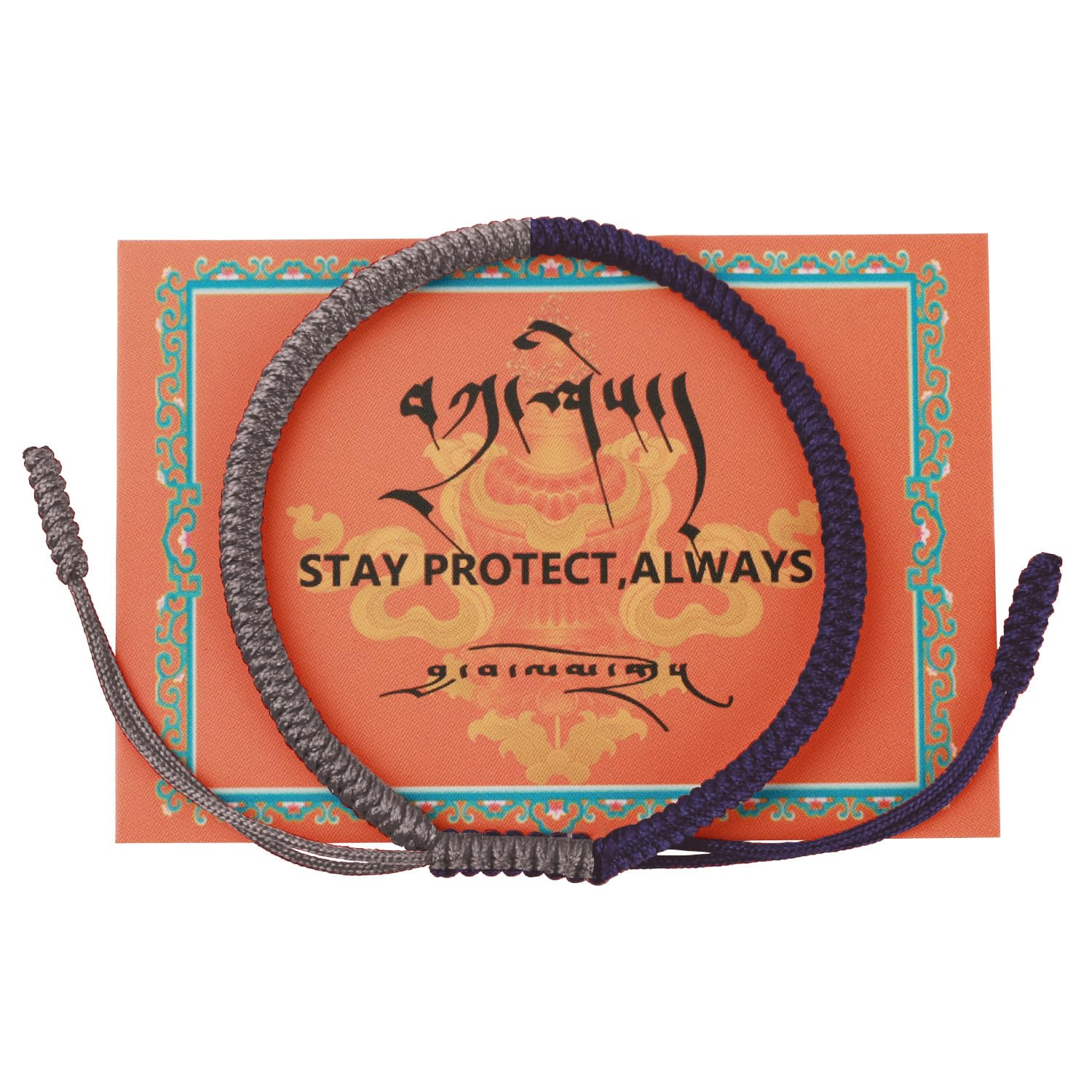 ioieia Authentic blessed Tibetan monks handmade Dorje Knot protection bracelet for women and men with a talisman