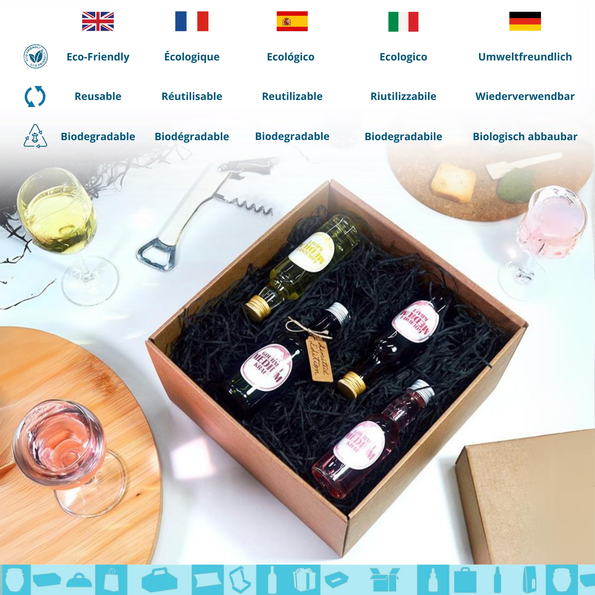 15 Elegante Geschenkboxen aus Kraftpapier, 205 x 205 x 120 mm – einfach zu montieren, personalisierbar für alle Anlässe wie Hochzeiten und besondere Tage wie Weihnachten, Halloween
