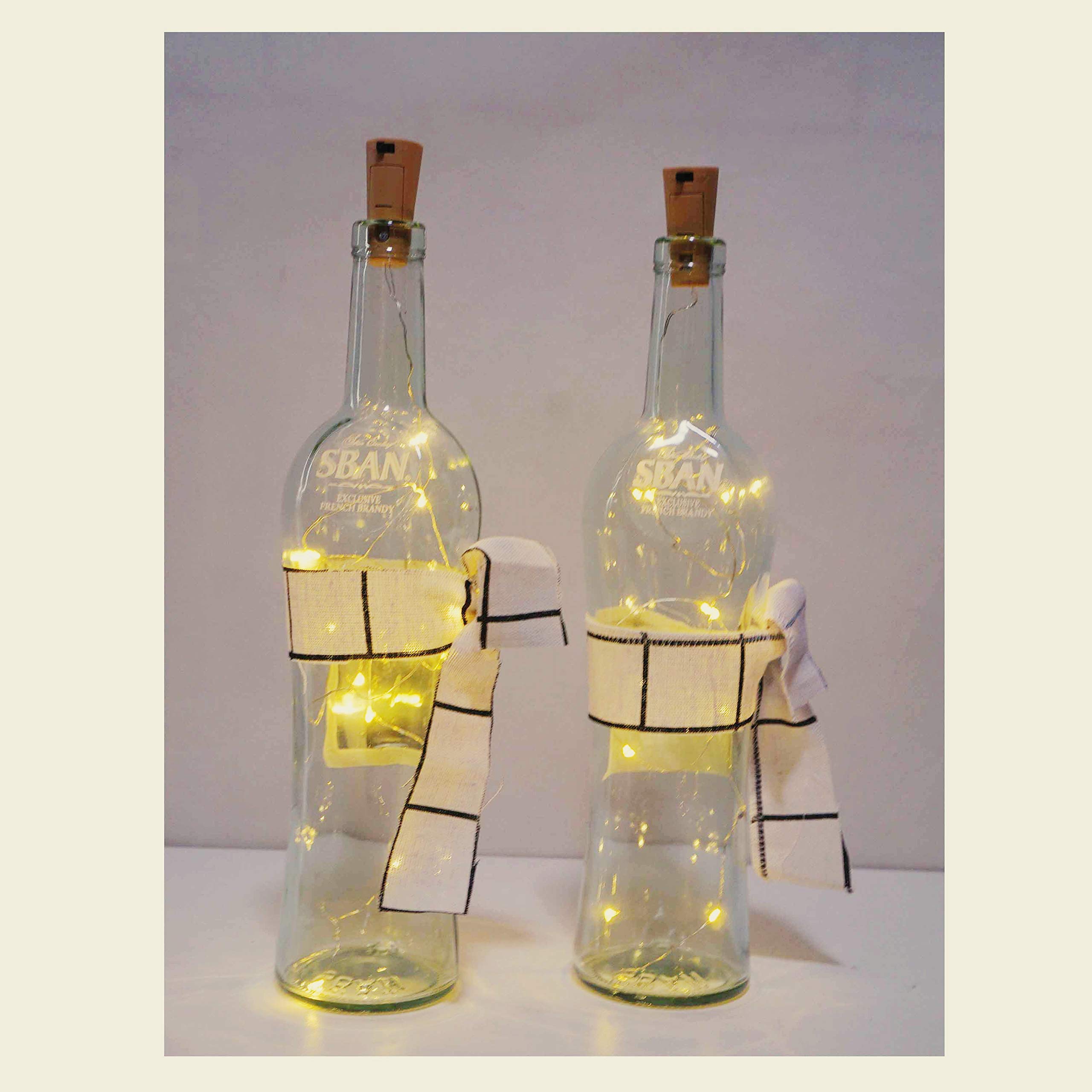 Confezione da 24 luci a LED in sughero, per bottiglie di vino, mini stringa di luci in rame, a batteria, per fai da te, Natale, Halloween, matrimoni, feste, interni ed esterni (bianco caldo)