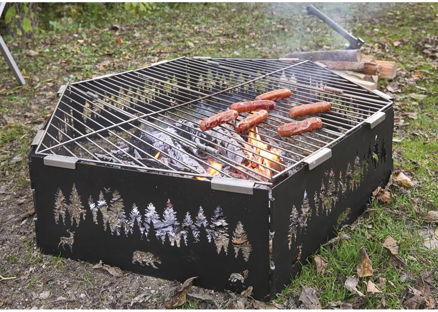 Guide Gear Folding Portable Stainless Steel Grill Grate, Camping Cooking Gear, Campfire Equipment, 36"